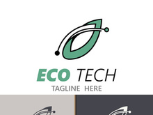 Eco technology business vector design modern. Nature technology logo with leaf and circuit tech minimalist vector illustration