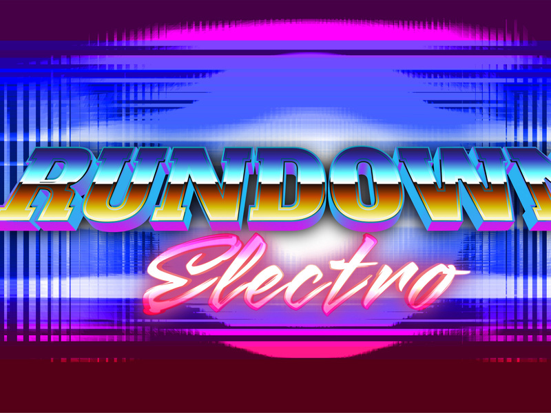 Rundown electro editable text effect retro style with vibrant theme concept for trendy flyer, poster and banner template promotion