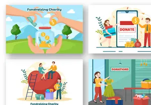 12 Fundraising Charity and Donation Illustration