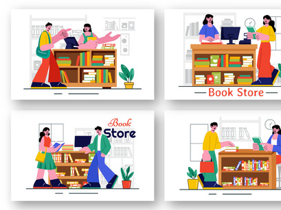 9 Bookstore and Library Illustration