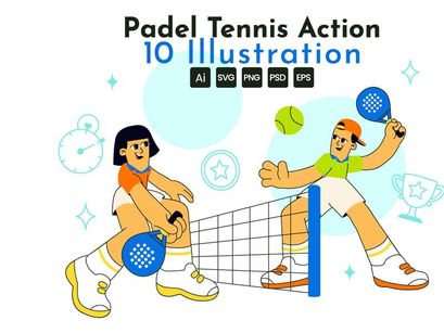 10 Padel Tennis Action Illustration