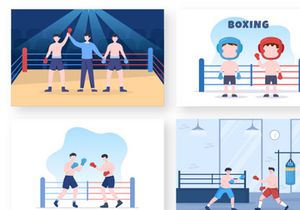 9 Professional Boxing Cartoon Illustration
