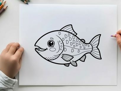 Cute cartoon fish with dots vector illustration flat design