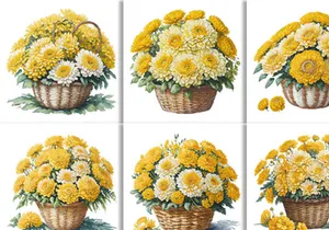 Watercolor Floral Flower Basket Design