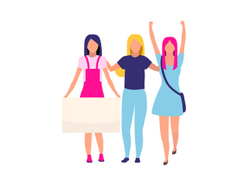 Activists celebrate women empowerment semi flat color vector characters preview picture