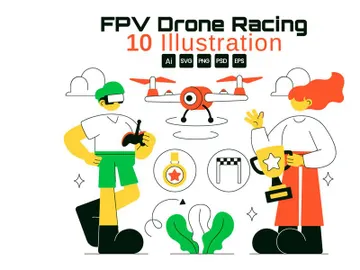 10 FPV Drone Racing Illustration preview picture
