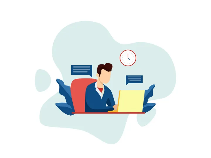 Man's focusing on work