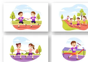 12 Relay Race Sports Illustration