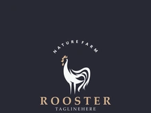 Modern and minimalist rooster logo design, poultry farm logo, vintage symbol