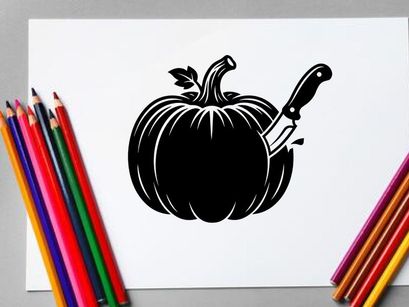 Abóbora com Faca para Halloween ou Preparação Culinária