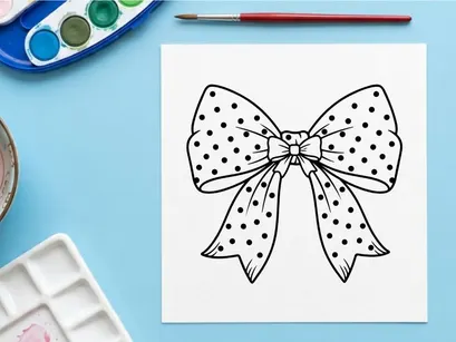 Polka-Dot-Bogen-Illustration, schwarze und weiße dekorative Schleife für Weihnachtsgeschenkdesign