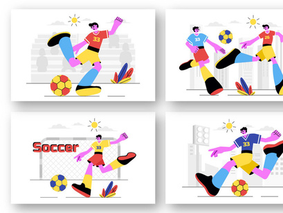 9 Soccer Sports Vector Illustration