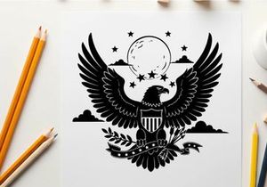 American eagle silhouette with moon and stars icon