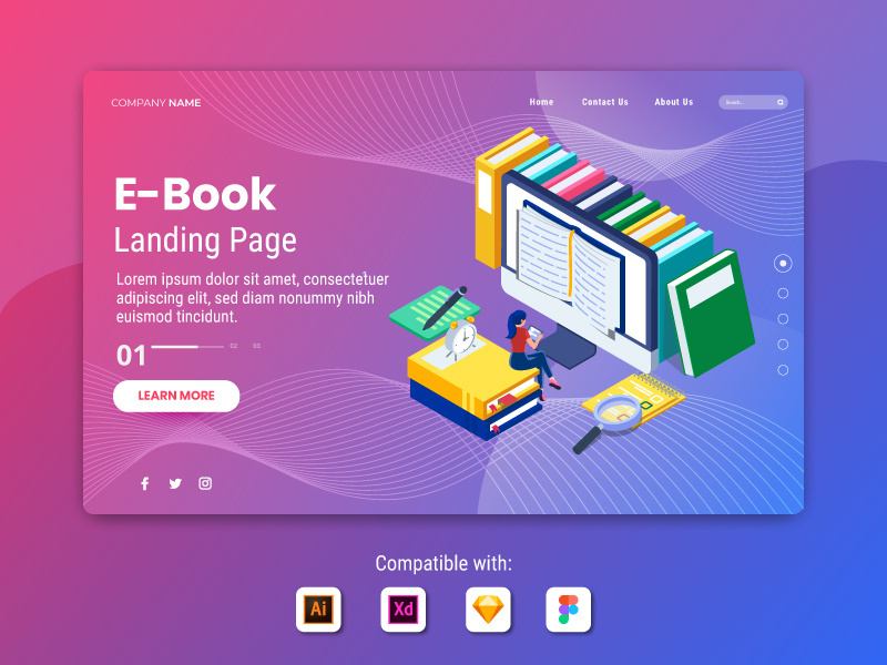 E-Book - Landing Page Illustration Template