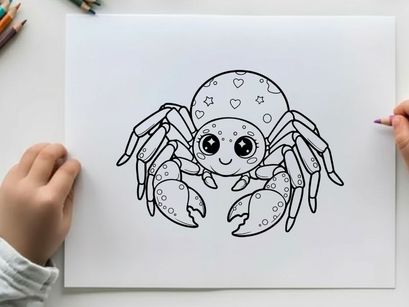 Cute cartoon crab with hearts vector illustration flat design