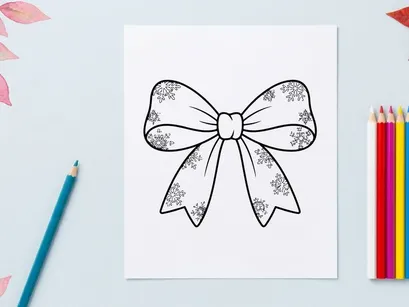 Ilustração de laço de Natal com padrão de floco de neve para embrulho de presentes e decoração de feriados