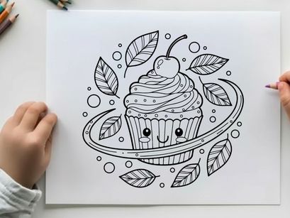 Cute cupcake with cherry vector illustration flat design