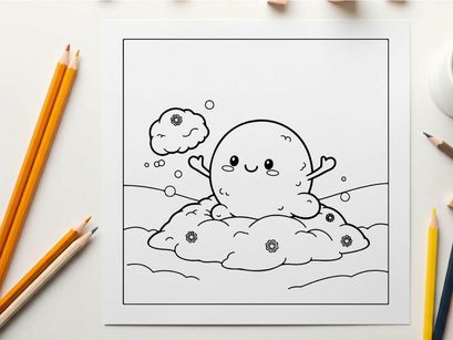 Cute cloud character relaxing in bathtub vector illustration