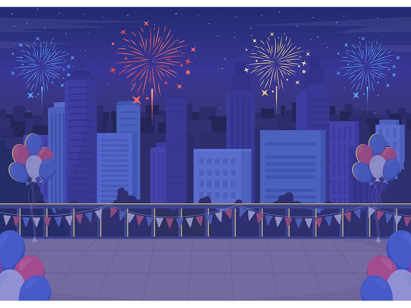 Festive decoration in town for Independence day illustration