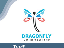 Dragonfly logo design modern and elegant minimalist color style monoline illustration