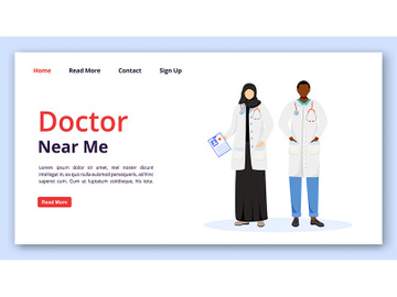 Doctor near me landing page vector template preview picture