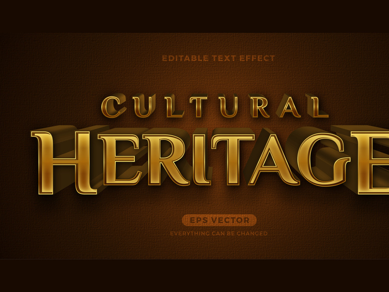 Cultural Heritage editable text effect style vector