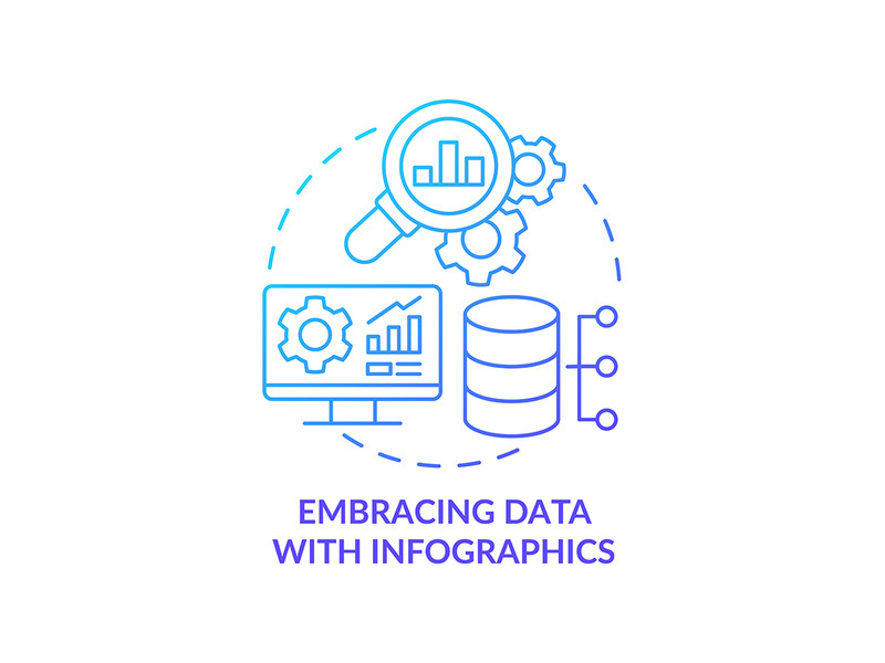Embracing data with infographics blue gradient concept icon
