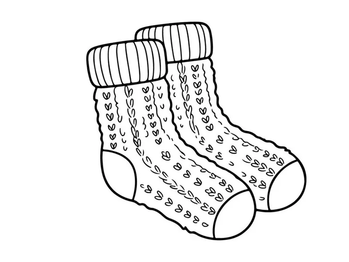 Pair of festive Christmas socks with holiday patterns and measurement scales for custom gifts