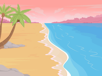 Natural paradise for warm winter getaway color illustration set