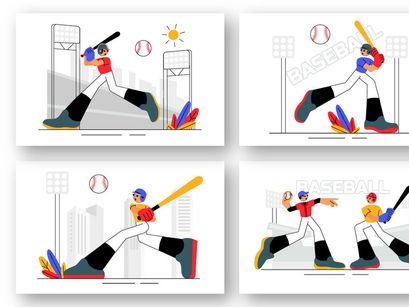 9 Baseball Player Sport Illustration