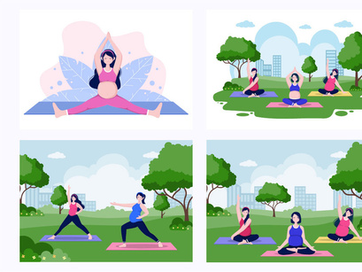 22 Pregnancy Yoga Meditation Illustration