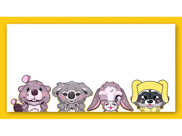 Cute animals kawaii characters vector frame preview picture