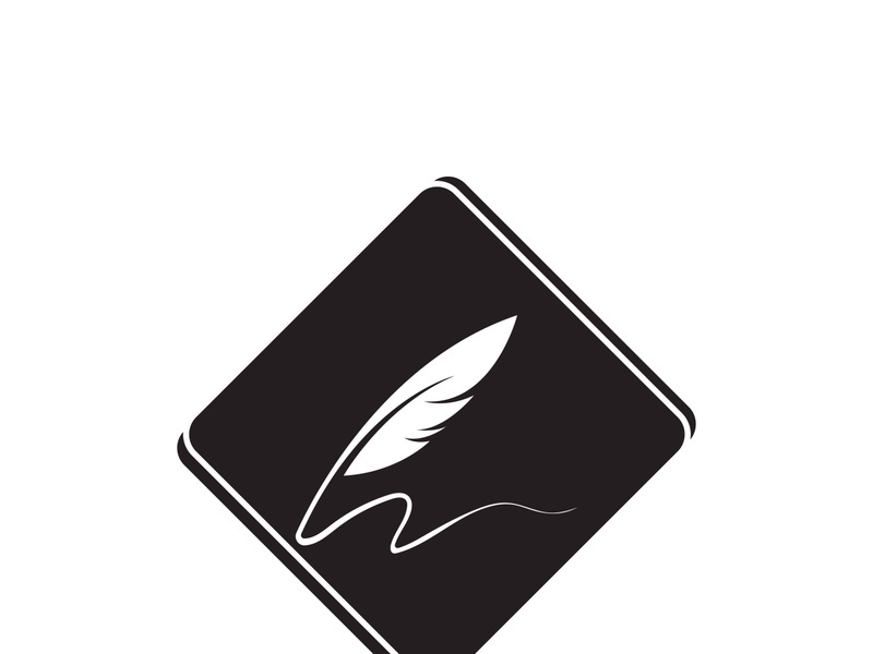 Feather quill design icon and logo illustration classic stationery