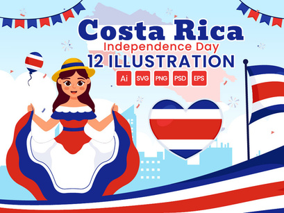 12 Independence Day of Costa Rica Illustration