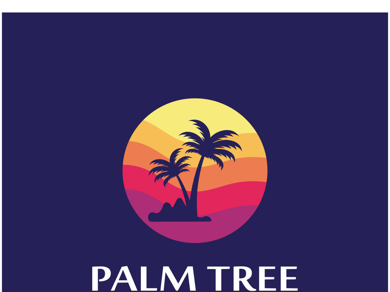 Summer palm tree logo design.