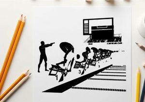 Silhouette of athletes at the starting line of a race