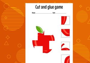 10 Pages Cut and glue game for kids with fruits. Cutting practice for preschoolers. Education page