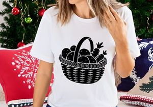 Fresh Farm Produce Basket with Vegetables Silhouette