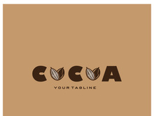 cocoa logo,cocoa bean,cocoa tree,cocoa branches and leaves,chocolate mix on white background,vintage,modern,simple,minimalist icon illustration template design vector