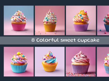 Colorful sweet cupcake preview picture
