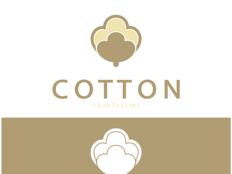 Soft natural organic cotton flower plant logo for cotton plantations, industries,business,textile,clothing and beauty,vector