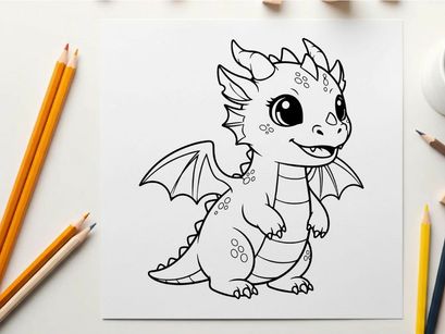 Cute baby dragon smiling vector illustration flat design