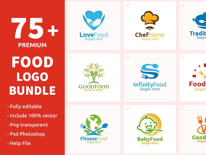 75+ Food Logo Bundle