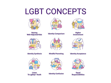 LGBT concept icons set preview picture
