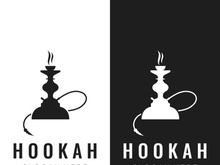 Isolated vintage hookah, shisha or waterpipe logo for club, bar, cafe and shop.