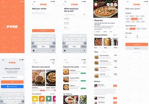 UI de design de app de pedidos de comida.