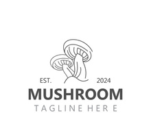 Mushroom botanical logo  modern and simple stamp style. nature or food template