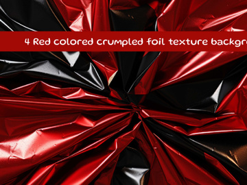 Red colored crumpled foil texture background preview picture