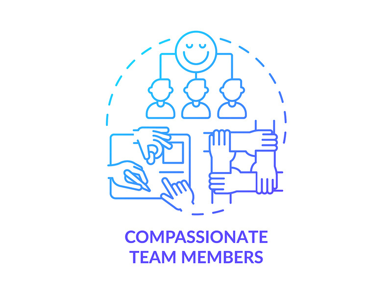 Compassionate team members blue gradient concept icon