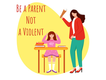 Be parent not violent flat poster vector template preview picture